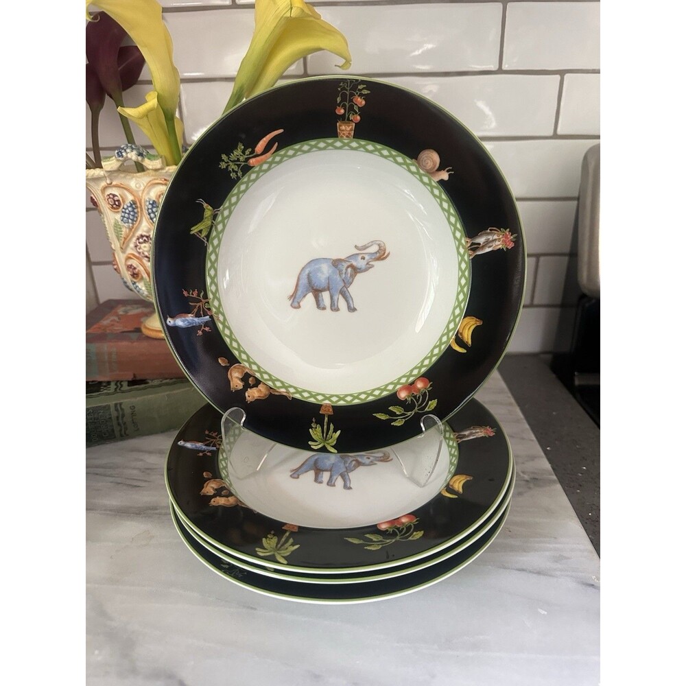 Set 4 CE Corey Enchanted Garden Dinner Serving Soup Bowls Elephant Rare